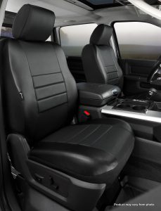 LeatherLite™ Custom Seat Cover; Leatherette; Solid Black; Bucket Seats; Adjustable Headrests; Side Airbags;