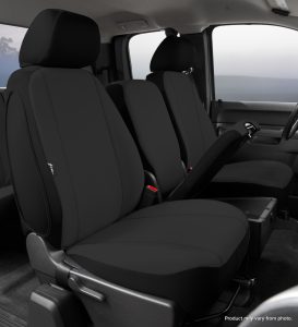 Seat Protector™ Custom Seat Cover; Poly-Cotton; Black; Split Seat 40/20/40; Adj. Headrests; Airbag; Armrest/Storage w/Cup Holder; Cushion Storage;