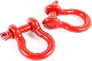 Rugged Ridge 7/8-Inch D-Ring Shackles Pair Red