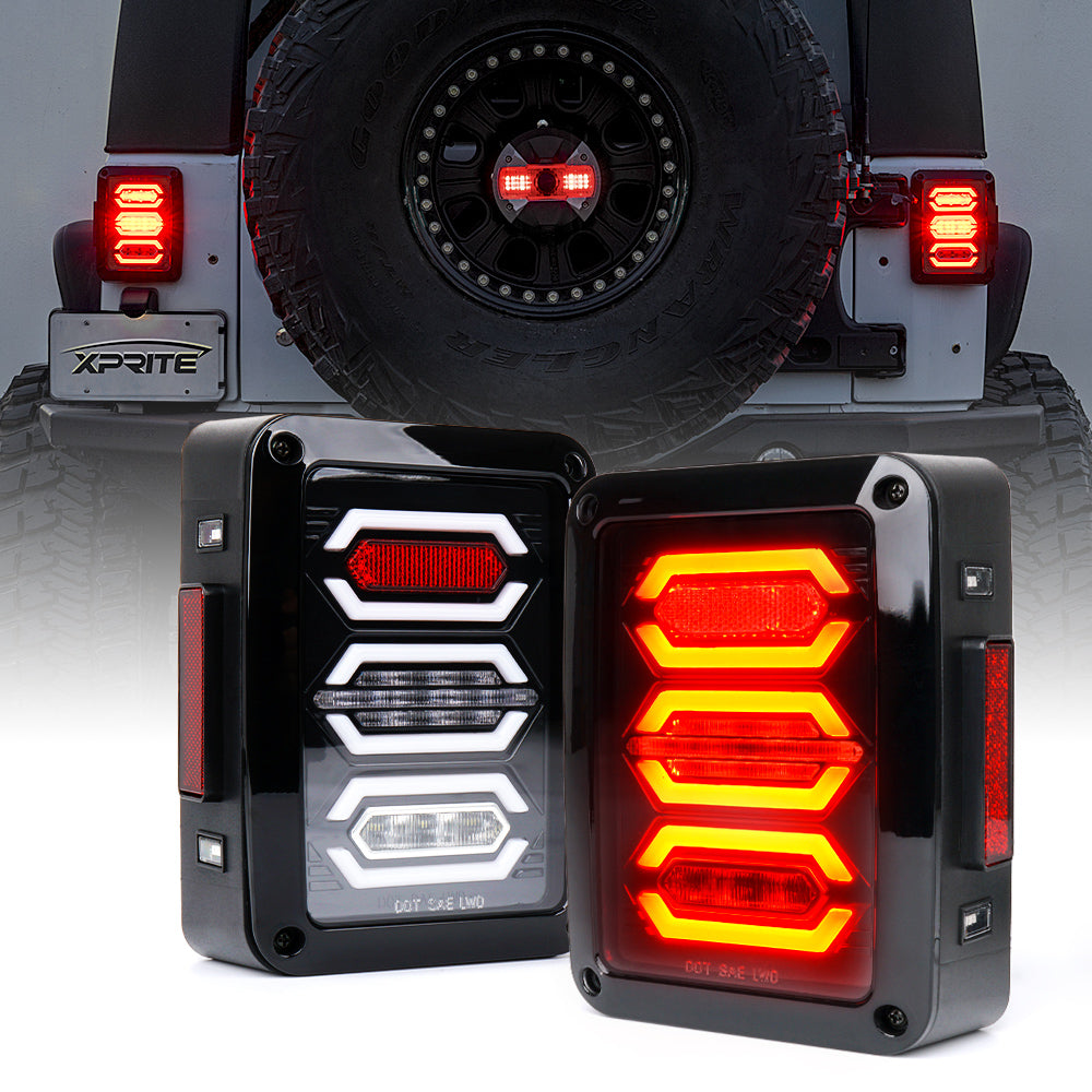 Xprite G3 Diamond Series LED Taillight Assembly For 2007 - 2018 Jeep Wrangler JK JKU