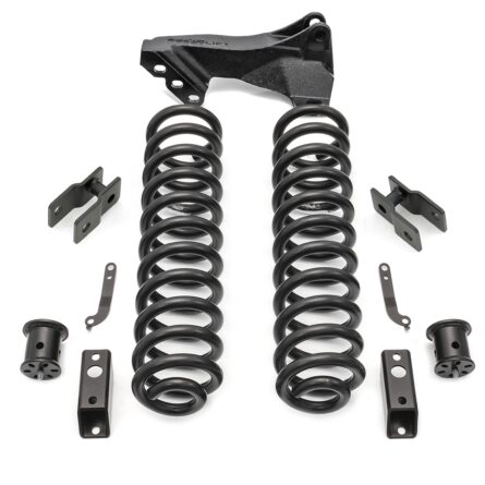 Coil Spring Leveling Kit; 2.5 in. Front Lift; Front Shock Extensions; Incl. Track Bar Bracket;