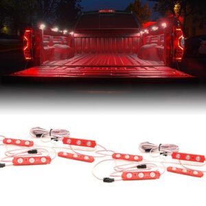 Red 8 LED Rock Light Pods Truck Bed Lighting Kit w/ Switch