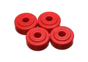 Universal Shock Eyes; Red; Front And Rear; Shock Tower Bayonet End Style; 7/8 in. Nipple; ID 3/8 in.; ID 5/8 in.; 5/8 in. Thick; w/4 Grommets; Performance Polyurethane;