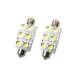 44MM 6 LED Festoon Bulb White Pair