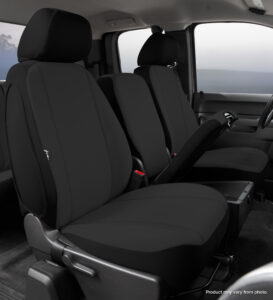Seat Protector™ Custom Seat Cover; Poly-Cotton; Black; Split Seat 40/20/40; Adj. Headrest; Airbg; Cntr Seat Belt; Center Armrest w/o Strg; Cushion Strg;