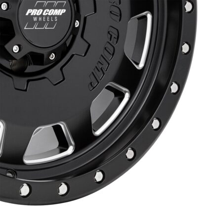 Hammer Series 60; Size 17x9; Bolt Pattern 6x5.5 in.; Back Space 4.75 in.; Offset -6mm; Max Load 2500 lbs.; Satin Black/Milled Finish;