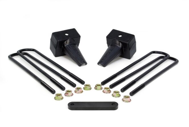 Rear Block Kit; 5 in. Flat Blocks; Incl. U-Bolts/Carrier Bearing Spacer; For Use w/2 Pc. Drive Shaft;