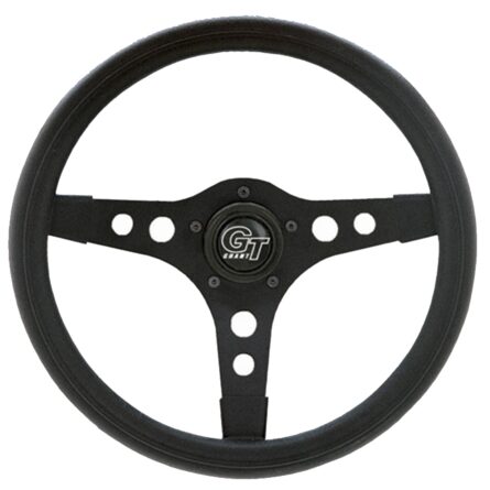 GT Sport Steering Wheel; 13 in. Diameter; 3 1/2 in. Dish; Black Foam Hand Grip; Matte Black 3-Spoke Design;