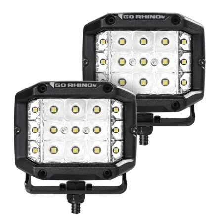Go Rhino 750300323SCS Bright Series - SIDELINE 4x3 LED Spot Lights, Pair