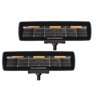 Go Rhino 750600622FBS Blackout Combo Series - SIXLINE 6-LED Flood Light Pods, Pair, w/Amber LEDs