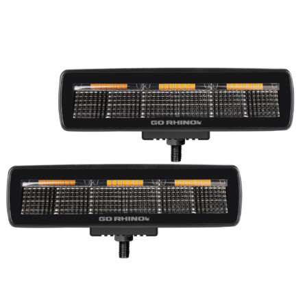 Go Rhino 750600622FBS Blackout Combo Series - SIXLINE 6-LED Flood Light Pods, Pair, w/Amber LEDs