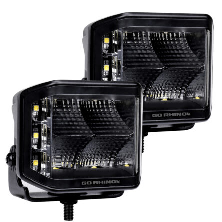 Go Rhino 750700321FCS Blackout Series - SIDELINE 4x3 LED Cube Flood Lights, Pair