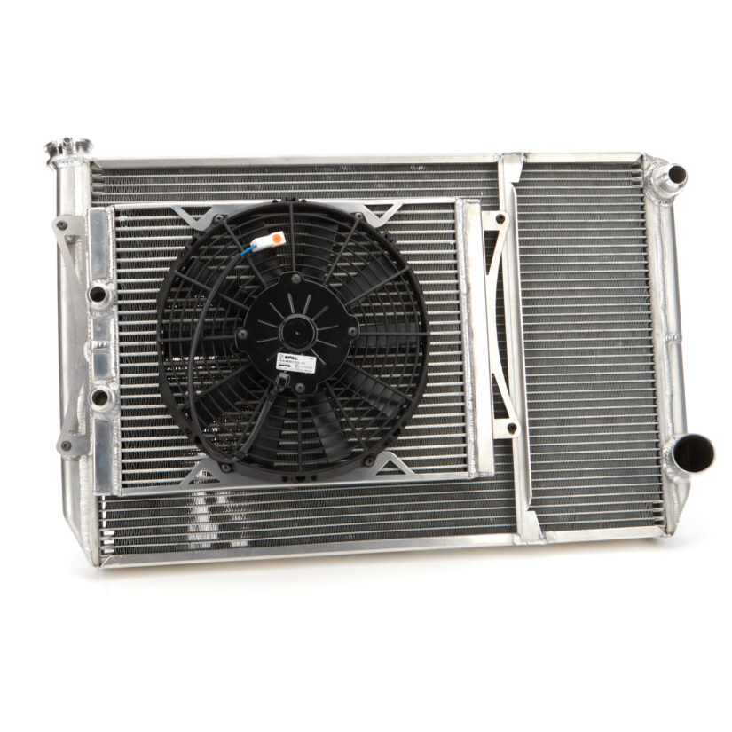 Radiator Dbl 29x18 W/Oil Cooler Fan w/ Fill Neck