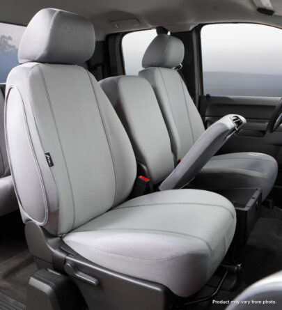 Seat Protector™ Custom Seat Cover; Poly-Cotton; Gray; Split Seat 40/20/40; Adj. Headrest; Airbg; Cntr Seat Belt; Center Armrest w/o Strg; Cushion Strg;