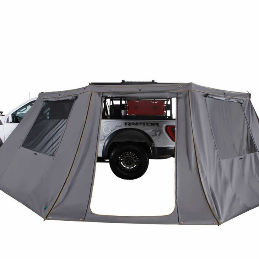 Overland Vehicle Systems HD Nomadic 180 LTE Awning Wall w/ Windows - Grey Body/Green Trim