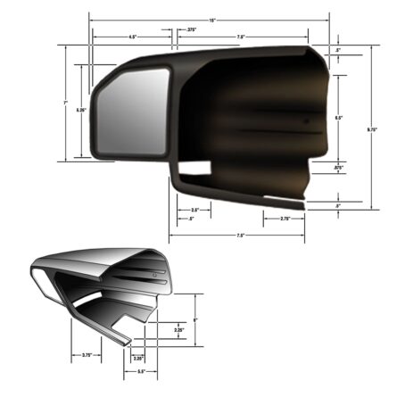 Custom Towing Mirror; Driver Side;
