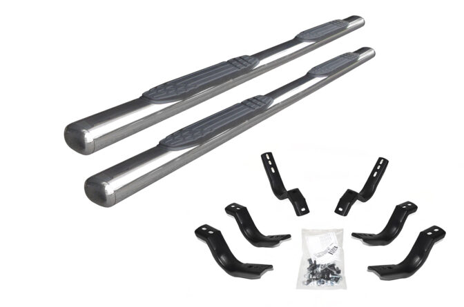 Go Rhino 104435180PS - 4" 1000 Series SideSteps With Mounting Bracket Kit - Polished Stainless Steel