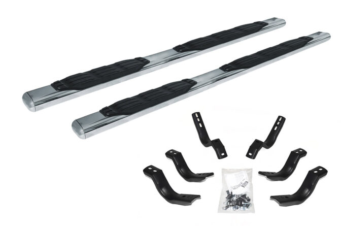 Go Rhino 105442987PS - 5" 1000 Series SideSteps With Mounting Bracket Kit - Polished Stainless Steel