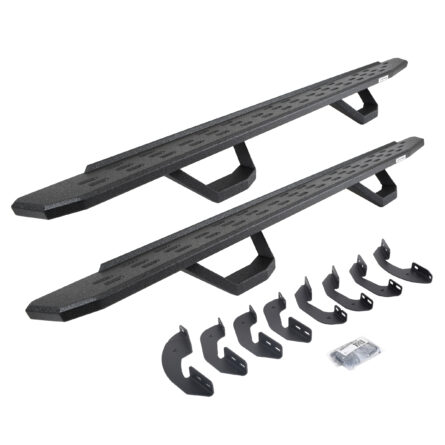 Go Rhino 6964168720T - RB30 Running Boards with Mounting Brackets & 2 Pairs of Drops Steps Kit - Protective Bedliner Coating