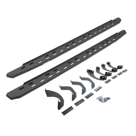 Go Rhino 69643687ST - RB30 Slim Line Running Boards with Mounting Bracket Kit - Protective Bedliner Coating