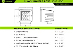 Hood Hinge LED Kit; Incl. [2] 3 in. LED Pod Lights And Universal Wiring Harness;