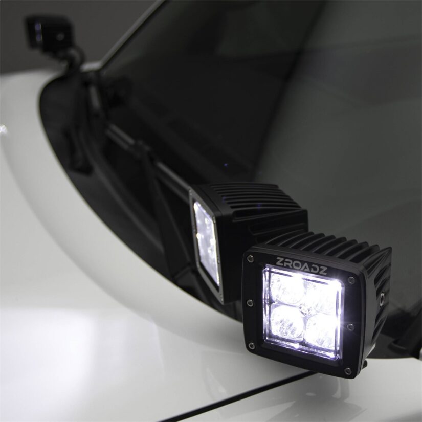 Hood Hinge LED Kit; Incl. [4] 3 in. LED Pod Lights And Universal Wiring Harness;