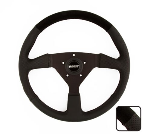 GT Rally Steering Wheel; 13.5 in. Diameter; Black; 3- Spoke Design; Black Spokes;