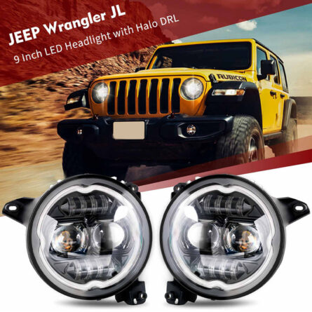 9in LED RGBW Chasing Headlight Kit For 2018+ Jeep JL And JT Race Sport Lighting