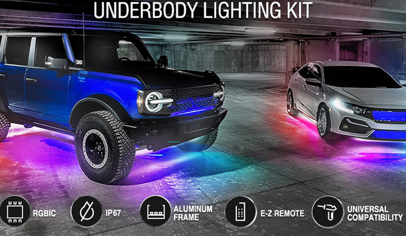ColorSMART Chasing Pattern RGB LED Aluminum Solid Underbody Kit with Key Card RGB Remote and Bluetooth App Control Race Sport Lighting