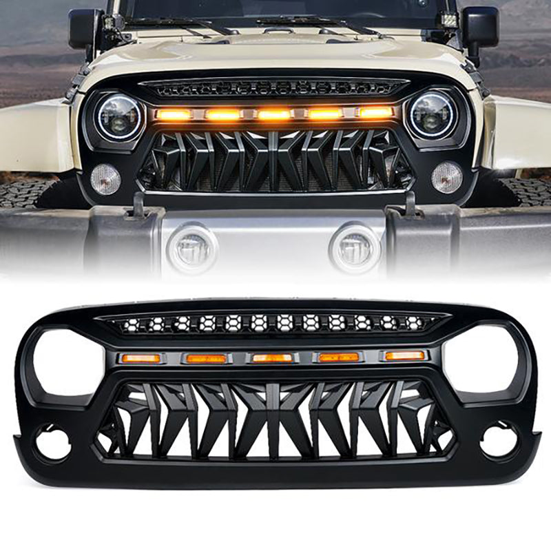 USA ONLY Venom Series Replacement Grille with LED Running Lights for Jeep Wrangler 2007-2018 JK