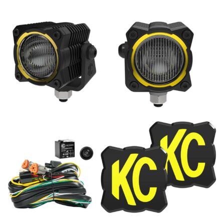 KC HiLiTES 520 KC FLEX ERA 1 LED 2-Light Kit with Rear Ext Wiring Harness and Spread Beam Ptrn