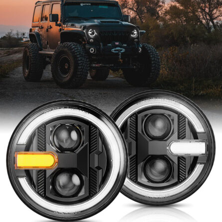 7" Halo Headlights with DRL & Turn Signal for 1997-Later Jeep Wrangler