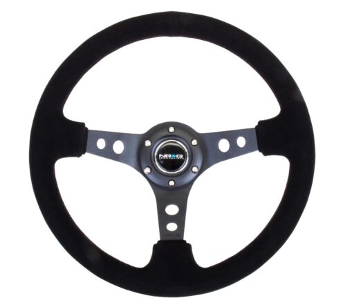 Steering Wheel 350mm 3in Dish Black Suede