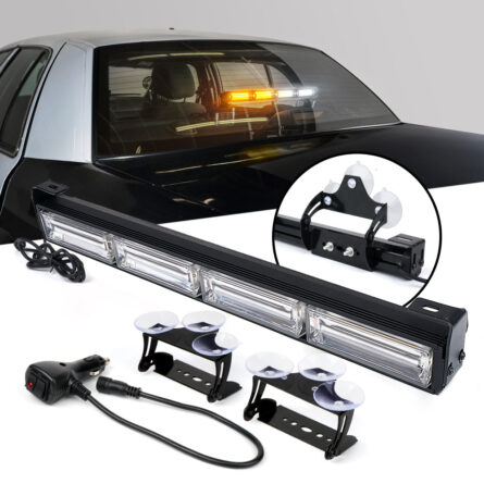 Xprite 18" G2 Vigilante Series 20W Traffic Advisor COB LED Strobe Light Bar with Suction Cup Brackets